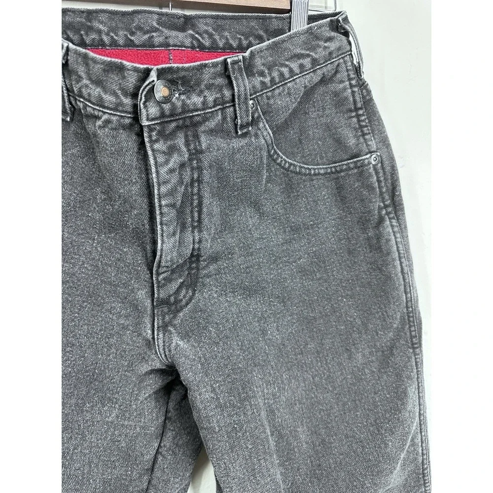 Lands' End Mens Fleece Lined Jeans 28x30 Thermal Black Denim Straight Leg